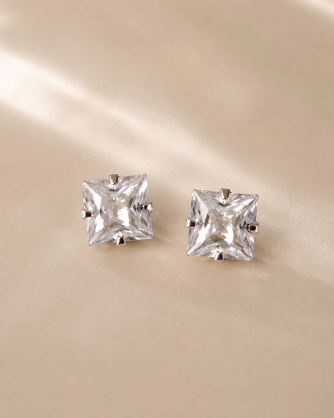 Luna Square Crystal Stud Earrings Luna Square Crystal Stud Earrings with 925 Sterling Silver Posts for Women