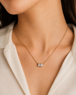 Celeste Twin Stone Pendant Neckchain - Image 3