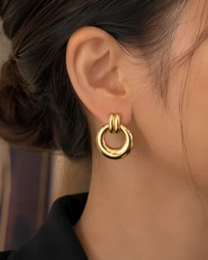 Orbit Gold Link Earrings - Image 2