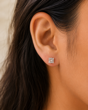 Luna Square Crystal Stud Earrings - Image 2