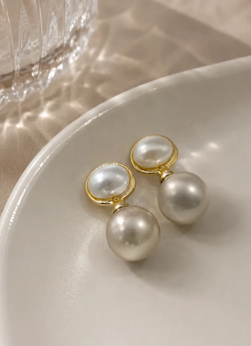 Mirelle Pearl Drop Gold Earrings for Women