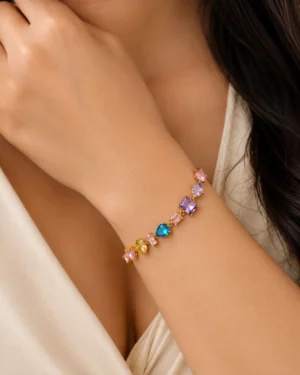 Aurora Multicolor Crystal Gold Bracelet for Women