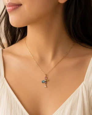 18k Gold Plated Butterfly Blossom Crystal Neckchain - Image 3