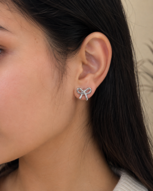 Silver Minimalist Bow Studs - Image 2