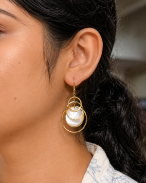 18k Gold Plated Luxe Gold Circle Dangle Earrings - Image 2