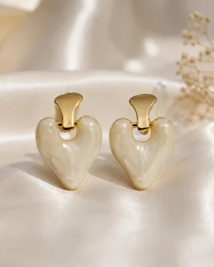 Ivora Heart Resin Gold Earrings for Women