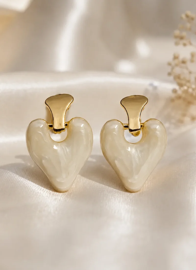 Ivora Heart Resin Gold Earrings for Women