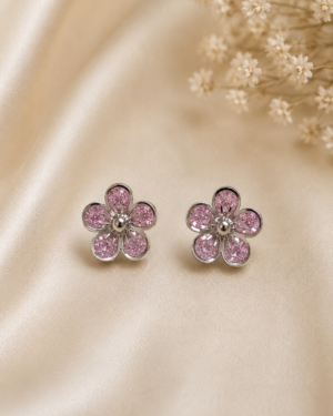 Blush Blossom Crystal Stud Earrings with 925 Sterling Silver Posts