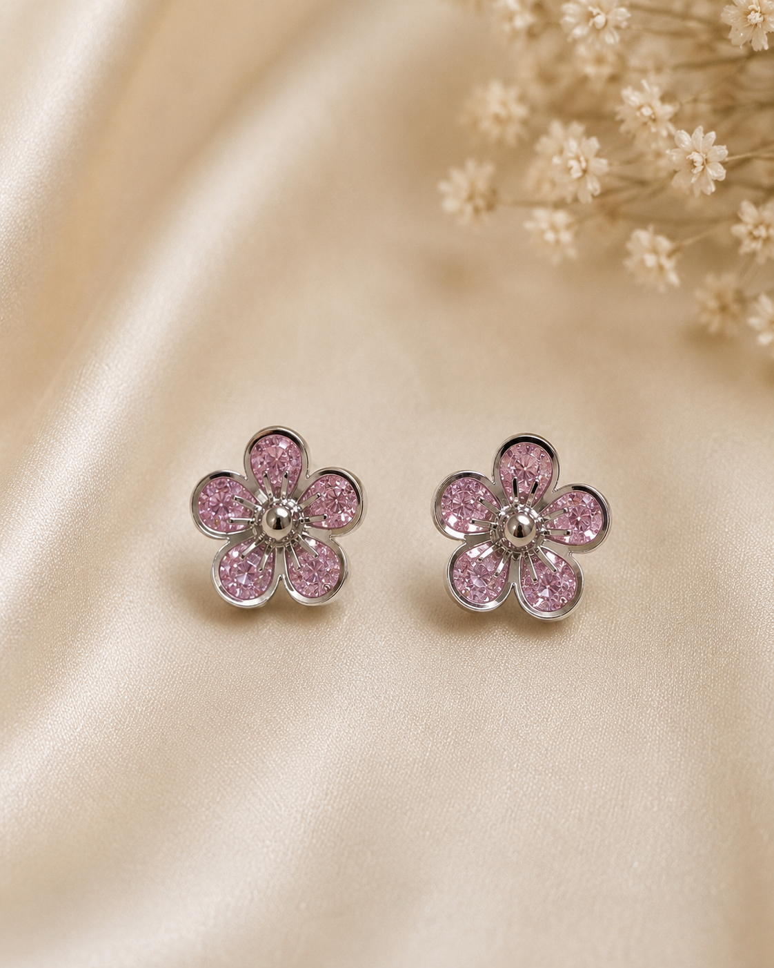 Blush Blossom Crystal Stud Earrings Blush Blossom Crystal Stud Earrings with 925 Sterling Silver Posts