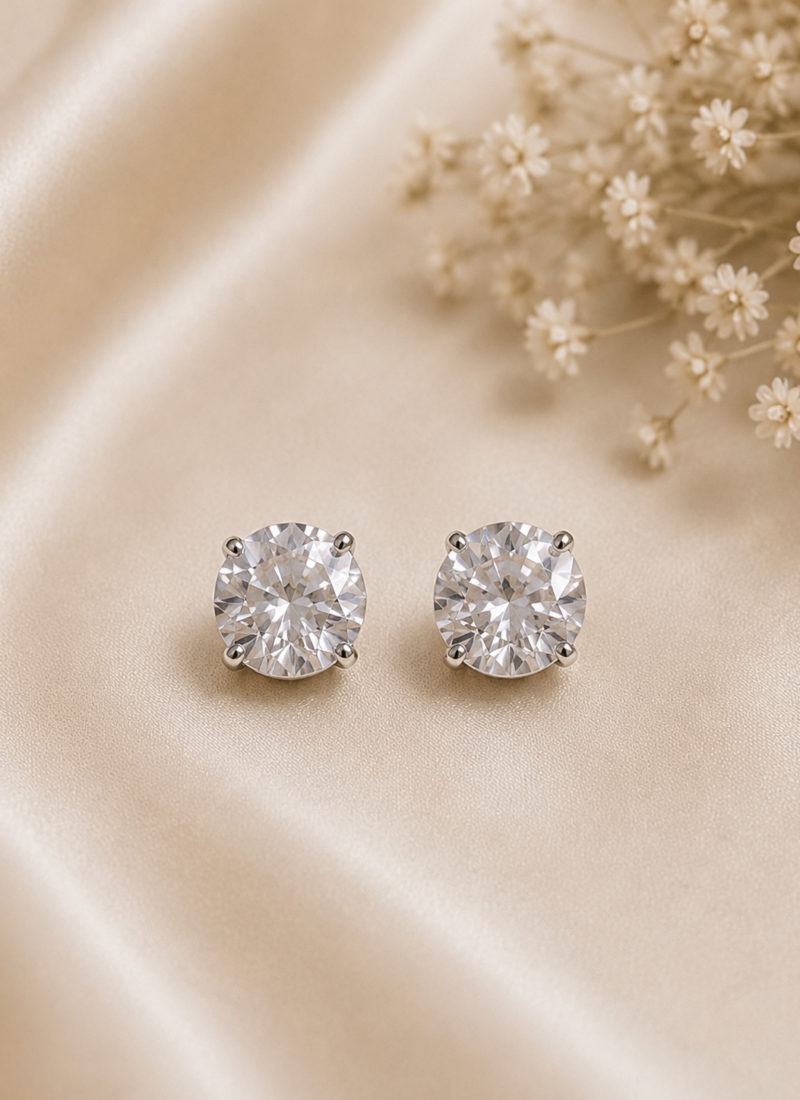 Aurora Classic Crystal Stud Earrings with 925 Sterling Silver Posts