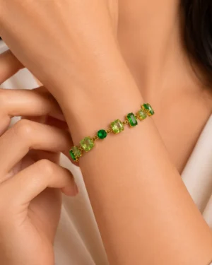 Emerald Mosaic Crystal Gold Bracelet for Women