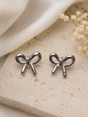 Silver Minimalist Bow Studs - Image 3