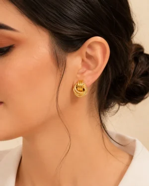 Gold Knot Statement Earring - Image 2