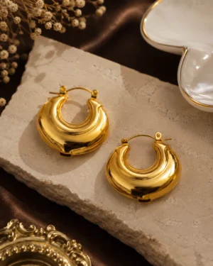 Monaco Chunky Gold Hoop Earrings - Image 3