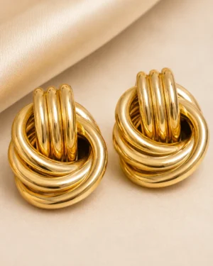 Gold Knot Statement Earring with Intertwined Knot Design