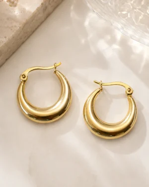 Astera Chunky Gold Hoop Earrings - Image 2