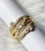 Golden multi-band crystal statement ring for women