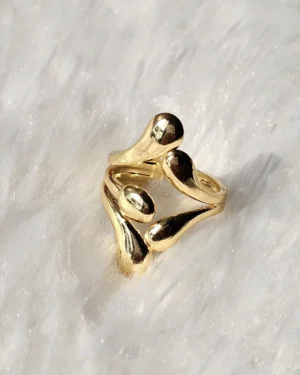 Gold Tone Abstract Open Statement Ring - Image 3