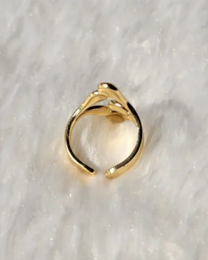 Gold Tone Abstract Open Statement Ring - Image 2