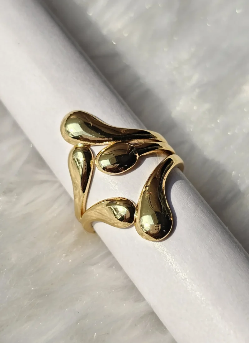 Gold tone abstract open statement ring