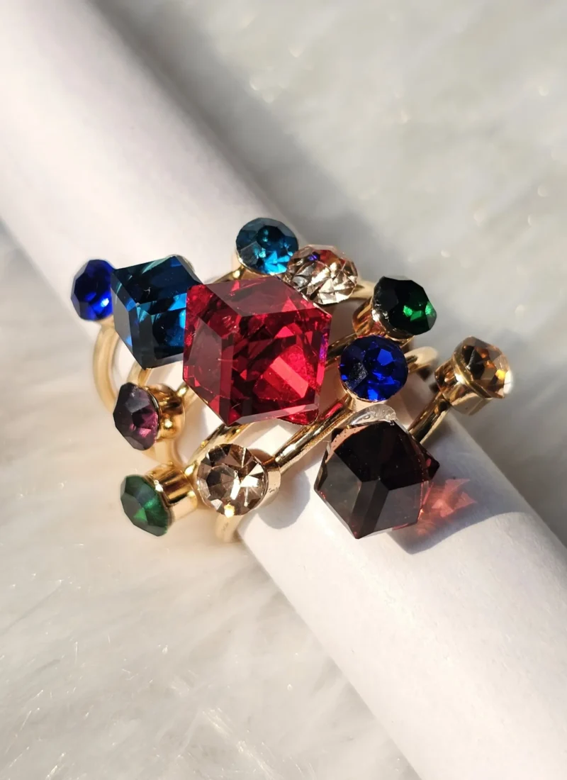 Multicolor Studed Cocktail Statement Ring