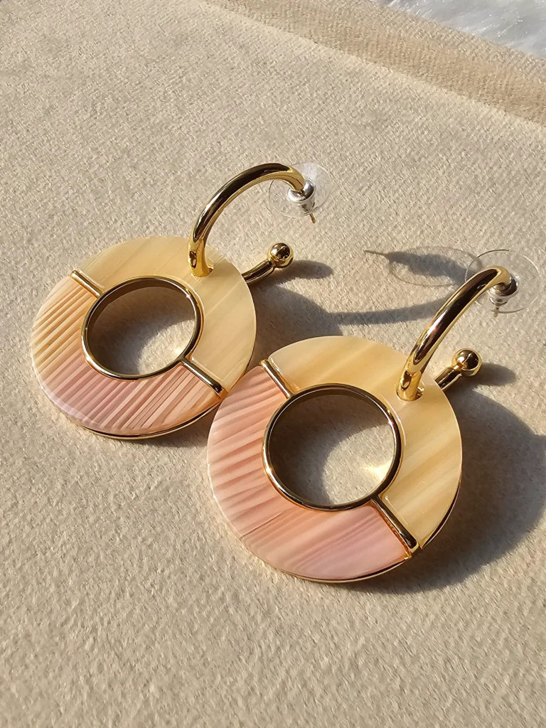 Golden Blush Geometric Circle Drop Earrings