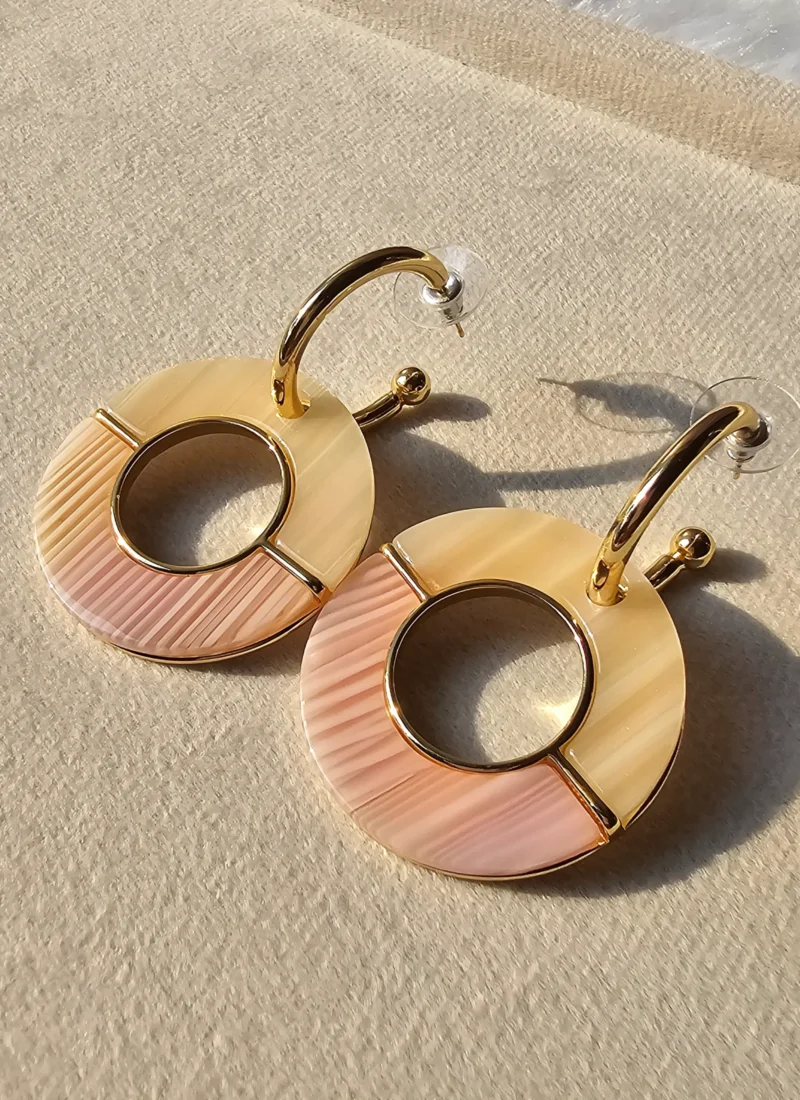 Golden Blush Geometric Circle Drop Earrings