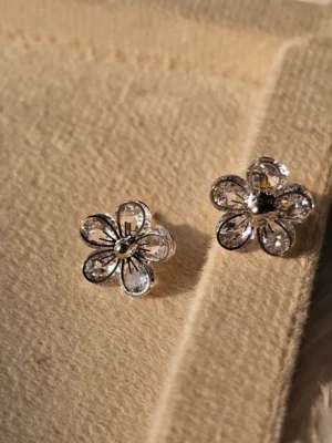 Azure Blossom Crystal Stud Earrings - Image 4