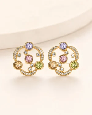 Multicolor crystal circle earrings for women