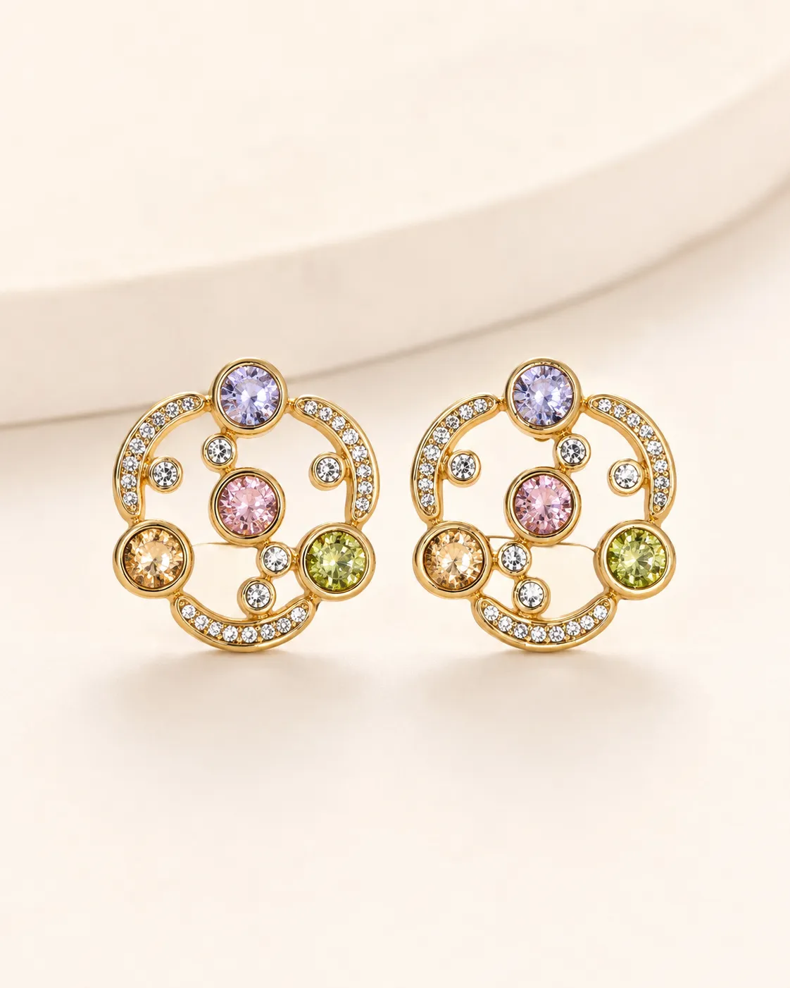 Multicolor Crystal Circle Earrings for Women Multicolor crystal circle earrings for women