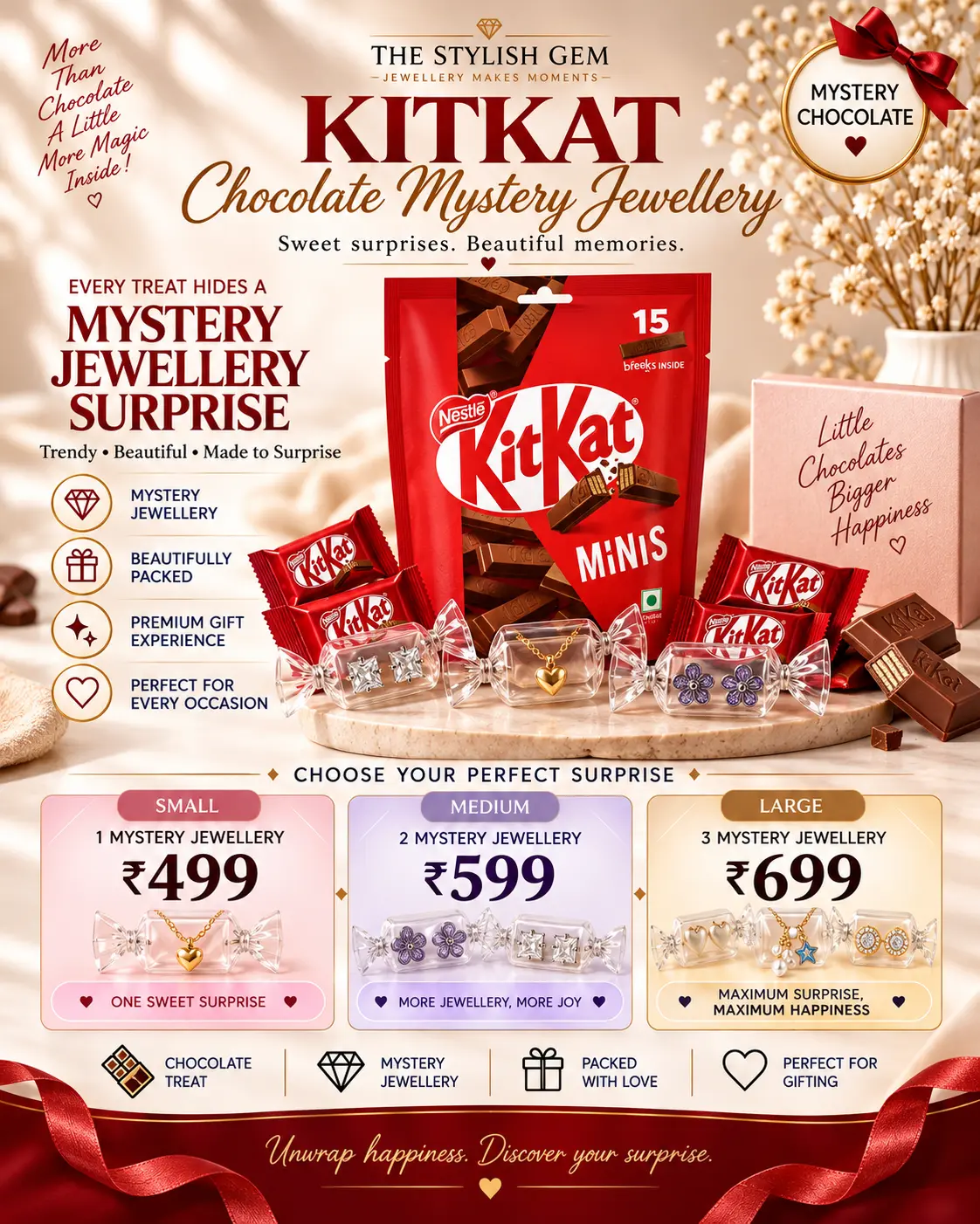KitKat Mystery Chocolate Jewellery KitKat Mystery Chocolate Jewellery with surprise jewellery